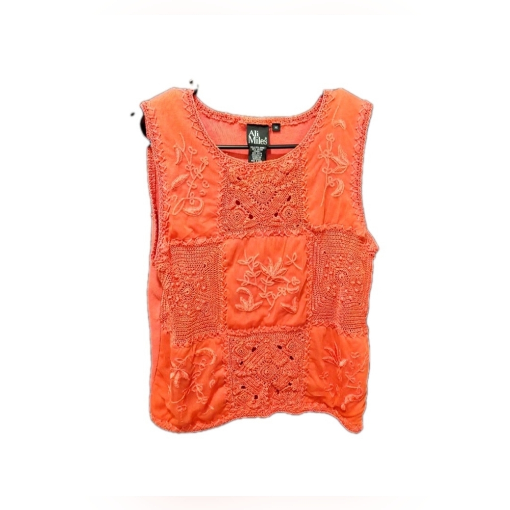 Ali Miles‎ Sleeveless Crochet Knit Tank Top Size Medium Festival Bohemian
